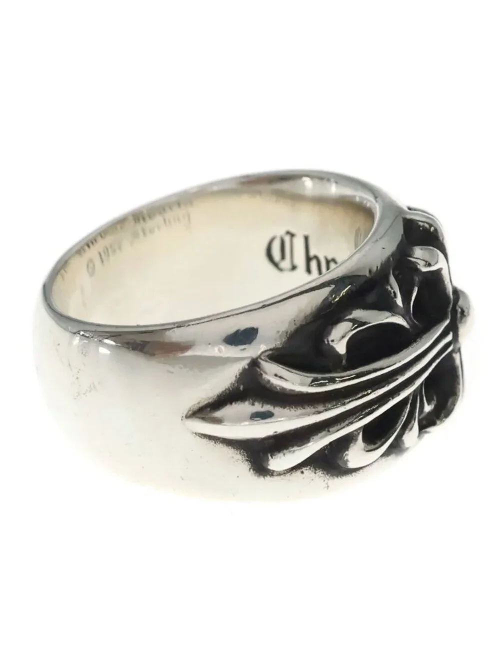 Chrome Hearts Flrl Floral Cross Ring Silver
